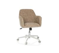 hjh Living Chaise de bureau pivotante et basculante rembourrée en tissu beige/blanc style industriel