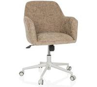 hjh Living Chaise de bureau pivotante et basculante rembourrée en tissu beige/blanc style industriel