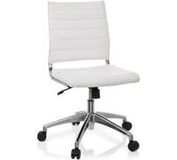 hjh OFFICE 720003 Chaise de Bureau Trisha Similicuir Blanc Chaise pivotante Moderne sans accoudoirs, réglable en Hauteur