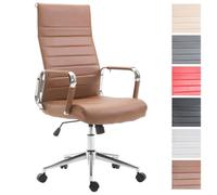 Chaise de Bureau - CLP - Kolumbus - Similicuir - Hauteur Réglable - Pivotant - Marron clair 105 cm