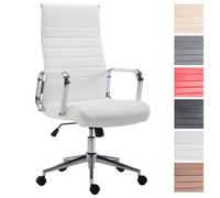 CLP Chaise De Bureau Ergonomique Kolumbus en Similicuir I Fauteuil De Bureau Réglable en Hauteur Pivotant Piètement Mécanisme A Bascule Intégré, Couleur:Blanc