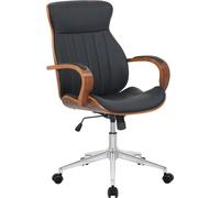 Chaise de bureau CLP Melilla en similicuir réglable en hauteur et pivotante,noix/marron