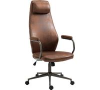 Chaise de bureau CLP Pocatello similicuir réglable en hauteur style industriel loft antique,cognac