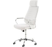 Chaise de bureau CLP Rako avec mécanisme de basculement et roulettes à roulement facile,blanc