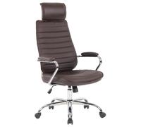 Chaise de Bureau - CLP - Rako - Cuir véritable - Marron - Accoudoirs - Réglable en hauteur
