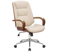 Chaise de bureau CLP Yankton en similicuir réglable en hauteur et pivotante,noix/crème