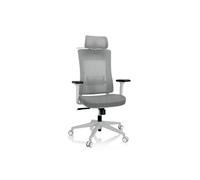 hjh OFFICE 810038 Chaise de Bureau Ergonomique COMFIO WMH Chaise pivotante avec Appui-lordose et Appui-tête réglables, Tissu/Filet Gris