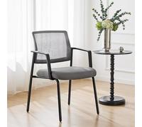 Chaise de bureau confortable en maille avec support dorsal, pieds en métal robuste, capacité de 124,7 kg, design empilable pour réunions, réceptions et événements (gris 1 pièce)