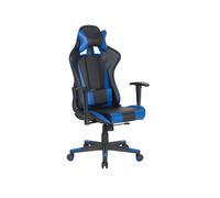 Chaise De Bureau Cuir Pu Bleu Foncé Gamer Noir