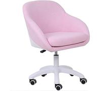 Chaise de bureau de loisirs, chaise de bureau rembourrée, chaise pivotante, amovible et lavable, housse de chaise élastique à haute capacité de charge, pieds en acier, tissu nordique en lin