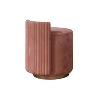 Chaise de bureau de maquillage en flanelle rose pour filles et femmes - Petit tabouret rond élégant pour chambre à coucher et salle de maquillage - Tissu synthétique durable et design en bois massif