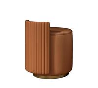 Chaise de bureau de maquillage pour filles et femmes avec petit design rond pour salle de maquillage ou chambre à coucher, revêtement en polyuréthane orange et construction en bois massif
