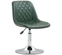Chaise de bureau design Chesterfield capitonné revêtement synthétique vert vieilli avec surpiqûres