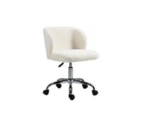 HOMCOM Fauteuil chaise de bureau sans accoudoir en toison d'agneau hauteur réglable pivotant à 360 ° charge max. 120 Kg blanc | Aosom France