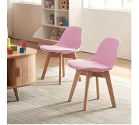[en.casa] Set de 2 Chaises pour Enfants pour Chambre d'enfant Moderne Assise Rembourrée en Simimicuir PU Plastique Hêtre 56 x 38 x 33 cm Rose