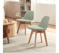 [en.casa] Set de 2 Chaises pour Enfants pour Chambre d'enfant Moderne Assise Rembourrée en Simimicuir PU Plastique Hêtre 56 x 38 x 33 cm Vert Menthe