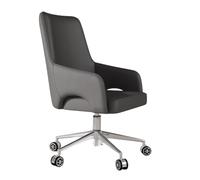 Chaise de Bureau en Cuir avec roulettes et accoudoirs, Dossier mi-Hauteur, Chaise de Direction en Cuir, chaises du Milieu du siècle for Le Bureau à Domicile(Grey)