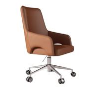 Chaise de Bureau en Cuir avec roulettes et accoudoirs, Dossier mi-Hauteur, Chaise de Direction en Cuir, chaises du Milieu du siècle for Le Bureau à Domicile(Bruin)