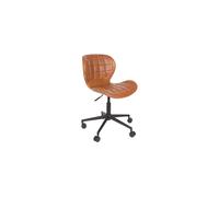 Chaise de bureau en cuir marron, à roulettes, style vintage - Zuiver, Omg - 65x65x76 cm