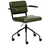 Chaise de Bureau en Cuir PU Pivotante et Réglable avec Accoudoirs Vert Foncé