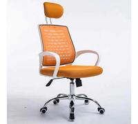 Chaise de Bureau en Maille avec Appui-tête, Chaise de Direction à Dossier Haut, Hauteur réglable, Conception Ergonomique, idéale for Les dortoirs, Les Zones d'étude et Les Bureaux(Orange)
