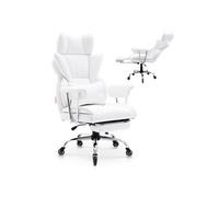 Chaise de Bureau en Cuir - VEVOR - Chaise de Bureau Fauteuil de Direction Ergonomique Inclinable Repose-Pieds