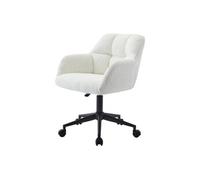 Chaise de bureau en Tissu bouclette Blanc et noir - Hauteur réglable - PEGA de