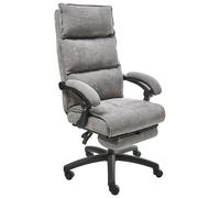 Chaise de Bureau en Tissu Chenille Rembourrée avec Repose-Pieds Gris