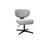 Chaise de bureau en tissu effet velours texturé gris et bois foncé noyer HANZ
