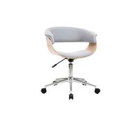 Chaise de bureau en tissu gris clair, bois clair et acier chromé oktav