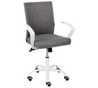 Chaise de Bureau en Tissu Hauteur Dossier Réglables Pivotante Pieds en Fer Gris