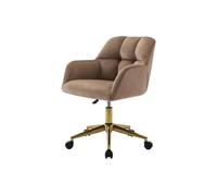 Chaise de bureau en Velours Beige et doré - Hauteur réglable - PEGA de