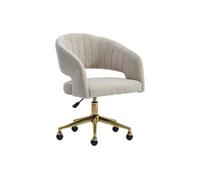 Chaise de bureau en velours - Beige et doré - Hauteur réglable - TIRIESI de