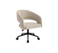 Chaise de bureau en velours - Beige et noir - Hauteur réglable - TIRIESI de