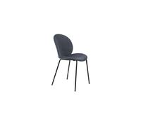 Chaise de bureau en velours bleu, pieds en acier, cadre métal noir, antidérapant - Zuiver, Bonnet - 53x84x45 cm