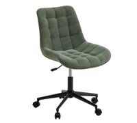 Chaise de bureau VASILO fauteuil en velours côtelé vert sauge avec piétement en métal laqué noir