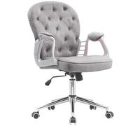 BAKAJI Chaise de Bureau en Velours avec Rembourrage Extra Doux et Texture Shabby Chic, Fauteuil de Bureau Ergonomique avec réglage Hauteur à gaz 95-105 cm (Gris)