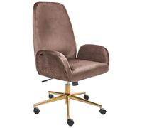 Chaise de Bureau en Velours Pivotante et Hauteur Réglable Marron Clare