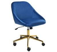 Beliani Chaise de Bureau en Velours Réglable Pivotant Pieds Dorés Siège Bleu Marine Bardsdale