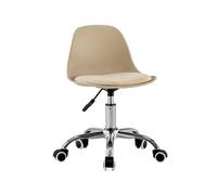 Chaise de bureau enfant à roulettes ajustable piètement chromé beige - Manel