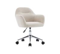 Chaise de bureau enfant à roulettes ajustable tissu chenille beige - Stan Kid