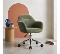 Chaise de bureau enfant à roulettes ajustable tissu chenille kaki - Stan Kid