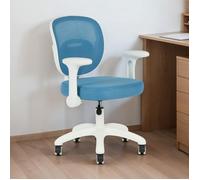 IDIMEX Chaise de Bureau Enfant Amelia Bleu Réglable en Hauteur avec Accoudoirs, Assise Rembourrée Confortable, Dossier en Tissu Respirant