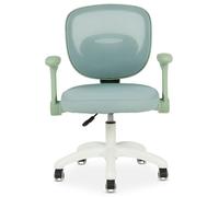 IDIMEX Chaise de Bureau Enfant Amelia Vert Réglable en Hauteur avec Accoudoirs, Assise Rembourrée Confortable, Dossier en Tissu Respirant