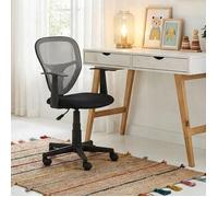 Chaise de bureau enfant STUDIO fauteuil pivotant et ergonomique avec accoudoirs, siège à roulettes hauteur réglable, mesh noir/gris