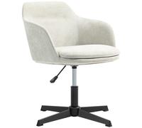 Chaise De Bureau Enveloppante Design - Piètement Acier Noir Tissu Toucher Lin Beige Beige