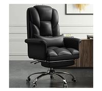 Chaise de Bureau Ergonomique à Dossier Haut en Similicuir avec accoudoirs pivotants et à Bascule, Hauteur réglable et Repose-Pieds, Noir