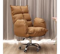 Chaise de Bureau Ergonomique à Dossier Haut, inclinable et réglable, en Similicuir, Assise Confortable, 52 x 68 x 110 cm, Gris/Marron - Idéale pour la Maison et l'usage Quotidien.