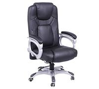 Chaise de bureau ergonomique à dossier moyen en cuir synthétique avec accoudoirs, chaise de jeu et de bureau confortable pour la maison, le café Internet et l'ordinateur, chaise inclinable, noir