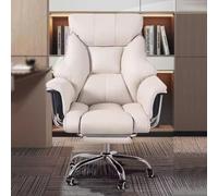 Chaise de bureau ergonomique à haut dossier pivotant en cuir confortable Hauteur réglable avec rembourrage en latex Idéal pour les grands patrons et le bureau à domicile (couleur : blanc/B)
